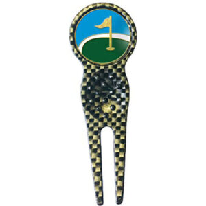 GOLF DIVOT TOOL DIMPLE STYLE WITH REMOVEABLE BALL MARKER
